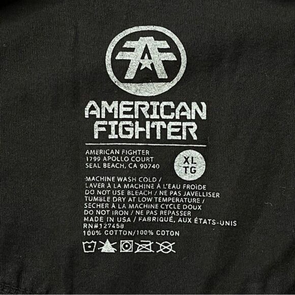 American Fighter Athletics Tee Black Green XL Made in USA Henley Graphic MMA Gym - Picture 4 of 4